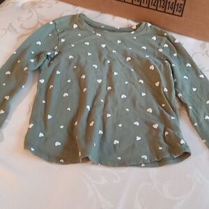 COPY - Green with white hearts long sleeve shirt